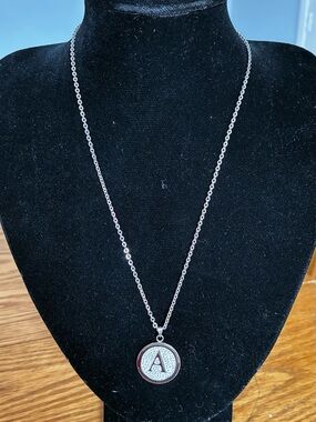 Silver Initial 'A' Pendant Necklace Stainless Steel